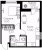 Планировка однокомнатной квартиры площадью 34.46 кв. м в новостройке ЖК "ID Кудрово"