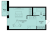 Планировка студии площадью 29.37 кв. м в новостройке ЖК "ID Кудрово"