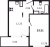 Планировка однокомнатной квартиры площадью 33.51 кв. м в новостройке ЖК "ID Кудрово"