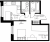 Планировка однокомнатной квартиры площадью 33.38 кв. м в новостройке ЖК "ID Кудрово"