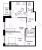 Планировка двухкомнатной квартиры площадью 46.36 кв. м в новостройке ЖК "ID Кудрово"