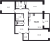 Планировка трехкомнатной квартиры площадью 72.83 кв. м в новостройке ЖК "ID Кудрово"