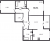Планировка трехкомнатной квартиры площадью 66.51 кв. м в новостройке ЖК "ID Кудрово"