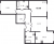 Планировка трехкомнатной квартиры площадью 65.36 кв. м в новостройке ЖК "ID Кудрово"