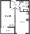 Планировка однокомнатной квартиры площадью 31.39 кв. м в новостройке ЖК "БелАрт"