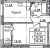 Планировка однокомнатной квартиры площадью 34.49 кв. м в новостройке ЖК "БелАрт"