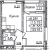 Планировка однокомнатной квартиры площадью 33.15 кв. м в новостройке ЖК "БелАрт"