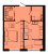 Планировка однокомнатной квартиры площадью 40.39 кв. м в новостройке ЖК "Pixel"