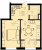 Планировка однокомнатной квартиры площадью 38.21 кв. м в новостройке ЖК "Pixel"