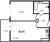 Планировка однокомнатных апартаментов площадью 35.44 кв. м в новостройке ЖК "Neva Residence"
