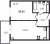 Планировка однокомнатных апартаментов площадью 33.54 кв. м в новостройке ЖК "Neva Residence"