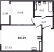 Планировка однокомнатных апартаментов площадью 36.29 кв. м в новостройке ЖК "Neva Residence"