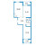 Планировка двухкомнатной квартиры площадью 68.28 кв. м в новостройке ЖК "Дефанс"