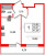 Планировка однокомнатной квартиры площадью 41.39 кв. м в новостройке ЖК "FoRest Аквилон"