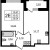 Планировка однокомнатной квартиры площадью 35.04 кв. м в новостройке ЖК "FoRest Аквилон"