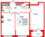 Планировка двухкомнатной квартиры площадью 60.44 кв. м в новостройке ЖК "FoRest Аквилон"