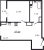 Планировка однокомнатной квартиры площадью 46.7 кв. м в новостройке ЖК "Аквилон SKY"