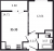 Планировка однокомнатной квартиры площадью 35.33 кв. м в новостройке ЖК "Аквилон SKY"