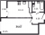 Планировка однокомнатной квартиры площадью 34.67 кв. м в новостройке ЖК "Аквилон SKY"