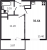 Планировка однокомнатной квартиры площадью 35.64 кв. м в новостройке ЖК "Аквилон SKY"