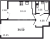 Планировка однокомнатной квартиры площадью 34.5 кв. м в новостройке ЖК "Аквилон SKY"