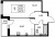 Планировка однокомнатной квартиры площадью 34.78 кв. м в новостройке ЖК "Аквилон SKY"
