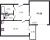 Планировка однокомнатной квартиры площадью 47.06 кв. м в новостройке ЖК "Аквилон SKY"