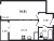 Планировка однокомнатной квартиры площадью 34.81 кв. м в новостройке ЖК "Аквилон SKY"