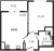 Планировка однокомнатной квартиры площадью 34.81 кв. м в новостройке ЖК "Аквилон SKY"