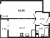 Планировка однокомнатной квартиры площадью 34.99 кв. м в новостройке ЖК "Аквилон SKY"