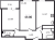 Планировка двухкомнатной квартиры площадью 49.8 кв. м в новостройке ЖК "Аквилон SKY"