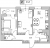 Планировка двухкомнатной квартиры площадью 51.22 кв. м в новостройке ЖК "Аквилон SKY"