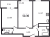 Планировка двухкомнатной квартиры площадью 50.3 кв. м в новостройке ЖК "Аквилон SKY"