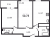Планировка двухкомнатной квартиры площадью 50.73 кв. м в новостройке ЖК "Аквилон SKY"