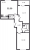 Планировка двухкомнатной квартиры площадью 52.39 кв. м в новостройке ЖК "Аквилон SKY"