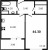 Планировка однокомнатной квартиры площадью 44.3 кв. м в новостройке ЖК "Галактика Pro"