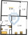 Планировка однокомнатной квартиры площадью 37.8 кв. м в новостройке ЖК "Галактика Pro"