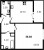 Планировка однокомнатной квартиры площадью 36.84 кв. м в новостройке ЖК "Modum"