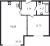 Планировка однокомнатной квартиры площадью 51.25 кв. м в новостройке ЖК "Modum"