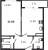 Планировка однокомнатной квартиры площадью 37.69 кв. м в новостройке ЖК "Modum"