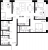 Планировка трехкомнатной квартиры площадью 89 кв. м в новостройке ЖК "Малоохтинский 68"