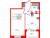 Планировка однокомнатной квартиры площадью 34.5 кв. м в новостройке ЖК "Солнечный город Резиденции"
