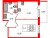 Планировка однокомнатной квартиры площадью 32.9 кв. м в новостройке ЖК "Солнечный город Резиденции"