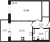 Планировка однокомнатной квартиры площадью 31.43 кв. м в новостройке ЖК "Солнечный город Резиденции"
