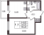 Планировка однокомнатной квартиры площадью 34.03 кв. м в новостройке ЖК "Солнечный город Резиденции"