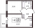 Планировка однокомнатной квартиры площадью 33.97 кв. м в новостройке ЖК "Солнечный город Резиденции"