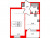 Планировка однокомнатной квартиры площадью 34.2 кв. м в новостройке ЖК "Солнечный город Резиденции"