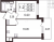 Планировка однокомнатной квартиры площадью 33.33 кв. м в новостройке ЖК "Солнечный город Резиденции"