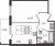 Планировка однокомнатной квартиры площадью 32.4 кв. м в новостройке ЖК "Солнечный город Резиденции"