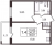 Планировка однокомнатной квартиры площадью 34.37 кв. м в новостройке ЖК "Солнечный город Резиденции"